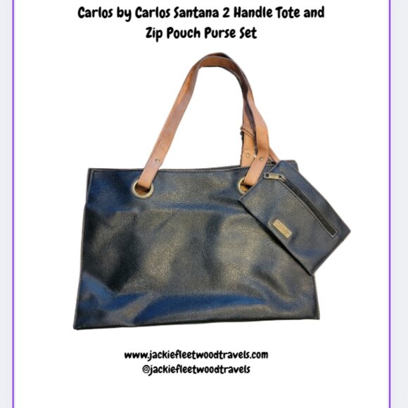NWOT Carlos by Carlos Santana 2 Handle Tote and Zip Pouch Purse Set - Picture 1 of 16